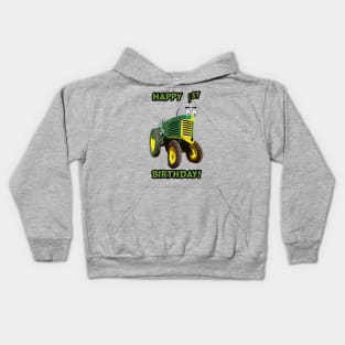 Happy 1st Birthday tractor design Kids Hoodie